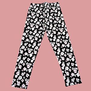 Pepco Full length Soft Cotton leggings Skinny Fit Black &White Floral NWOT